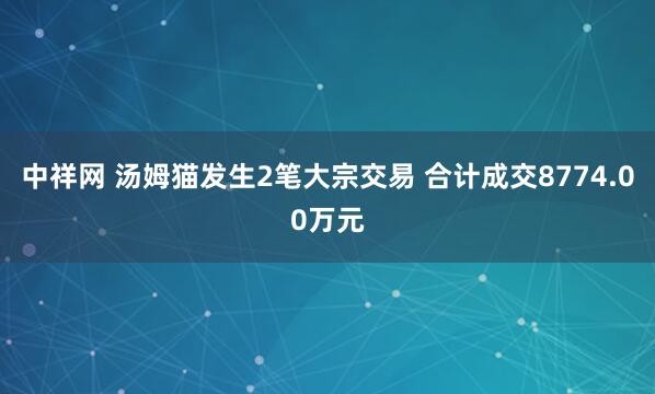 中祥网 汤姆猫发生2笔大宗交易 合计成交8774.00万元