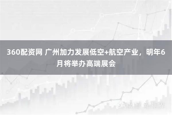 360配资网 广州加力发展低空+航空产业,明年6月将举办高端展会