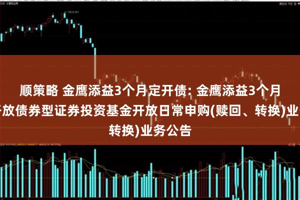 顺策略 金鹰添益3个月定开债: 金鹰添益3个月定期开放债券型证券投资基金开放日常申购(赎回、转换)业务公告